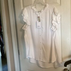 Rose & Olive White Ruffle Sleeve Blouse